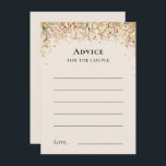 Enkelt kort för råd vid Rustic Fall Beige Bröllop<br><div class="desc">Den här enkla Rustic Fall Beige Bröllop Advice Card-designen har en tidlös baspalett av beige och guld med delikatativt muterade färgstarka förnimmelser av guldgrenar och vackra höstbaserade blommigtar med mjukt fallande löv i rött, koppar, dammig ro, bränd orange, terracotta och neutralt fall fullt blomstrar. Dessa botaniska inslag är parade med...</div>