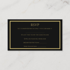 Enkelt kort för svart och Guld bröllop OSA