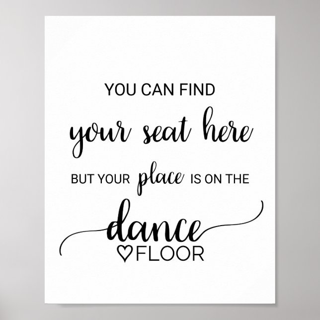 Enkelt kort för svart plats Dance Golv-tecken Poster (Framsidan)