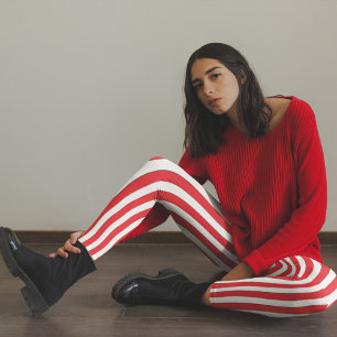 Enkelt korvsivt minsta lilla röda vita stripe leggings