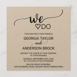 Enkelt Kraft Calligraphy "We Do" Square Bröllop Inbjudningar