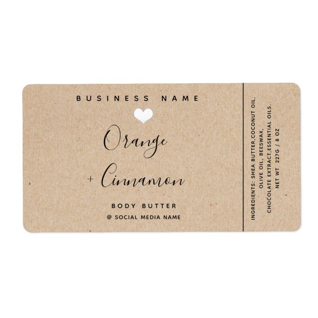 Enkelt krafttypografi, vitt hjärt Kroppssmör Fraktsedel (Framsidan)