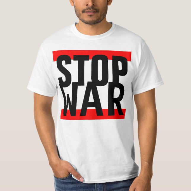 Enkelt KRIG för STOPP för design"randar rött ", Tee (Framsida)