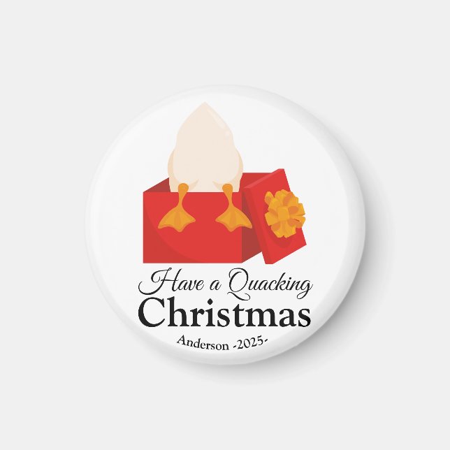 Enkelt kul, gulligt Anka i röd låda Magnet (Framsidan)