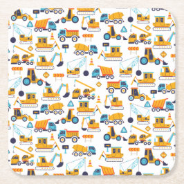 Enkelt kute Construction Lastbil Fordon Party Underlägg Papper Kvadrat