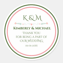 Enkelt kuvertförseglat Bröllop Runt Klistermärke