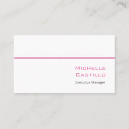 Enkelt kvinnligt minimalistiskt Rosa vitt Visitkort