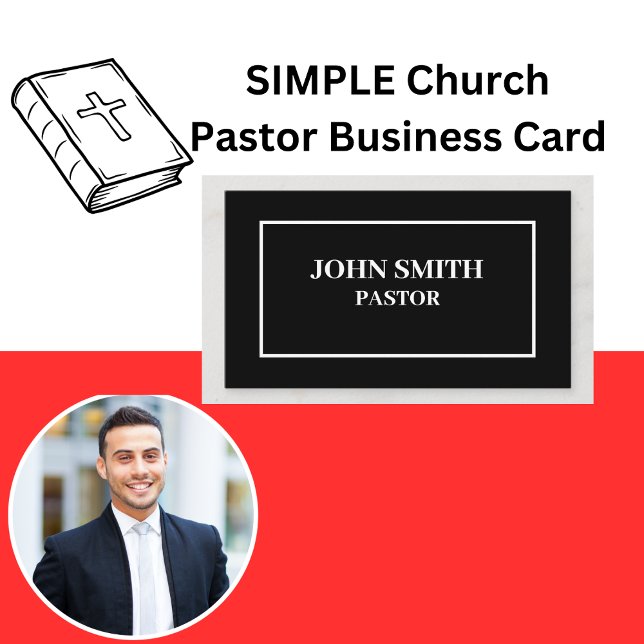 Enkelt kyrkpastor Black and White Affärskort Visitkort (SIMPLE Church Pastor Black and White Business Card)
