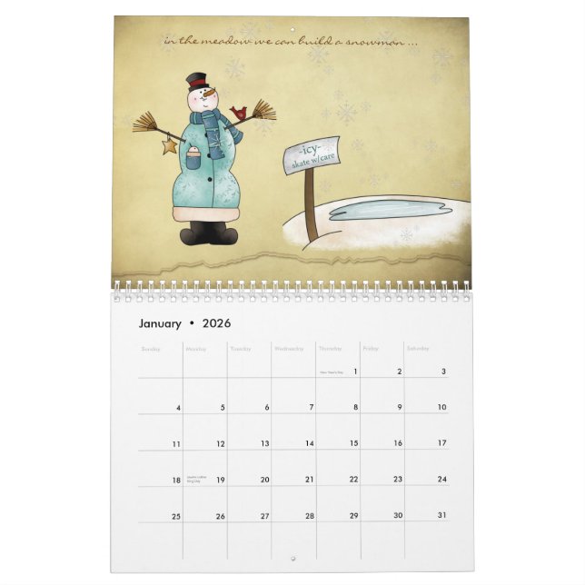 Enkelt landkalender kalender (Jan 2026)