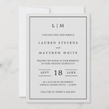 Enkelt lätt Grått Monogram Elegant bröllop