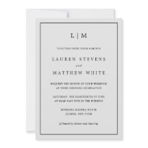 Enkelt lätt Grått Monogram Elegant bröllop