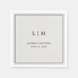 Enkelt lätt Grått Monogram Elegant bröllop Pappersservett