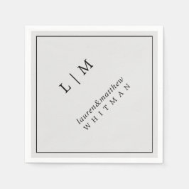 Enkelt lätt Grått Monogram Elegant bröllop Pappersservett