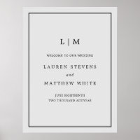 Enkelt lätt Grått Monogram Elegant bröllop