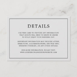 Enkelt lätt Grått Monogram Elegant bröllop Tilläggskort