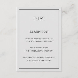 Enkelt lätt Grått Monogram Elegant bröllop Tilläggskort