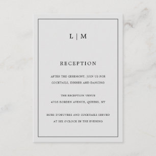 Enkelt lätt Grått Monogram Elegant bröllop Tilläggskort