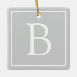 Enkelt lätt Grått Monogram Julgransprydnad Keramik