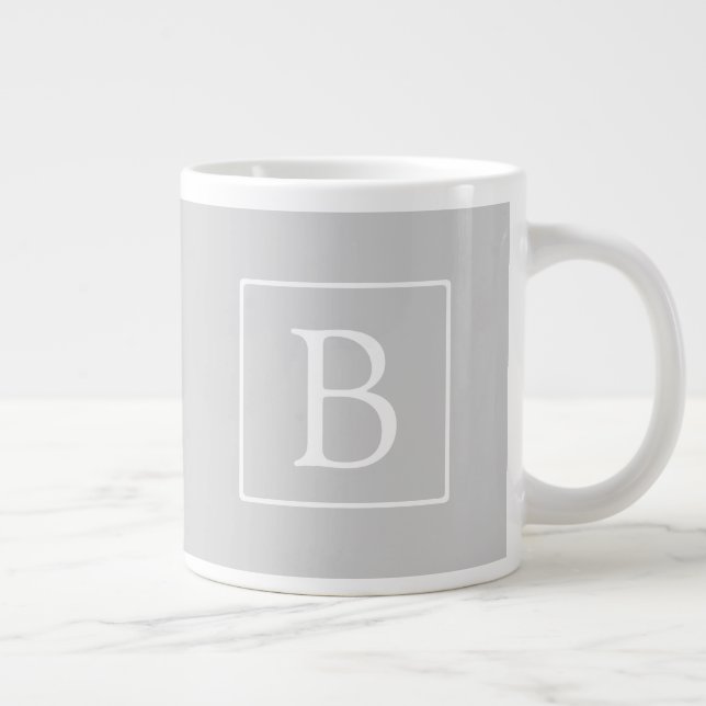 Enkelt lätt Grått Monogram Jumbo Mugg (Höger)