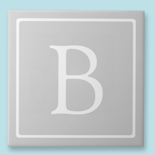 Enkelt lätt Grått Monogram Kakelplatta (Skapare uppladdad)