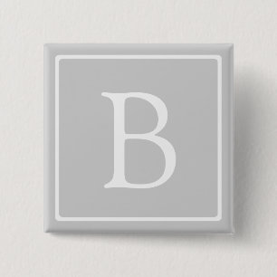 Enkelt lätt Grått Monogram Knapp