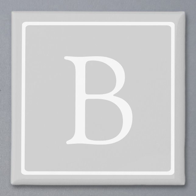 Enkelt lätt Grått Monogram Magnet (Skapare uppladdad)