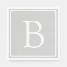 Enkelt lätt Grått Monogram Pappersservett