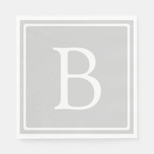 Enkelt lätt Grått Monogram Pappersservett