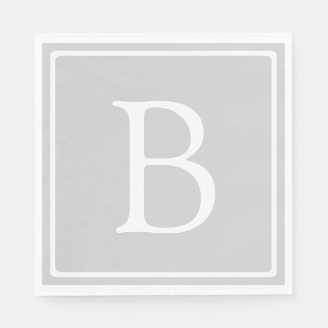 Enkelt lätt Grått Monogram Pappersservett (Framsidan)