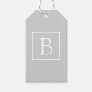 Enkelt lätt Grått Monogram Presentetikett