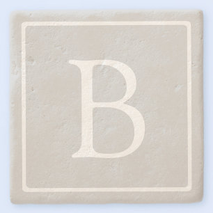 Enkelt lätt Grått Monogram Stenunderlägg