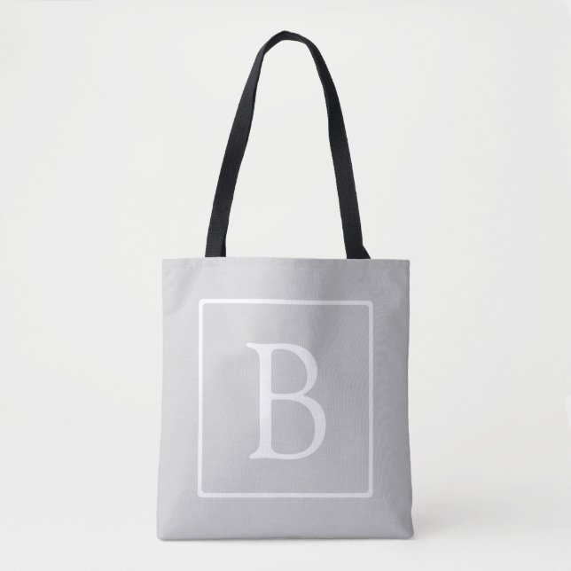 Enkelt lätt Grått Monogram Tygkasse (Framsida)