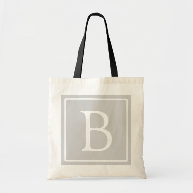 Enkelt lätt Grått Monogram Tygkasse (Framsidan)