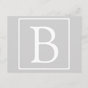 Enkelt lätt Grått Monogram Vykort