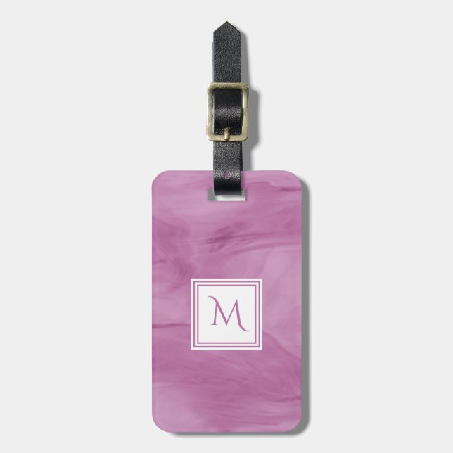 Enkelt lätt Lila subtilt marble Modern Monogram Bagagebricka (Vertikal Framsida)