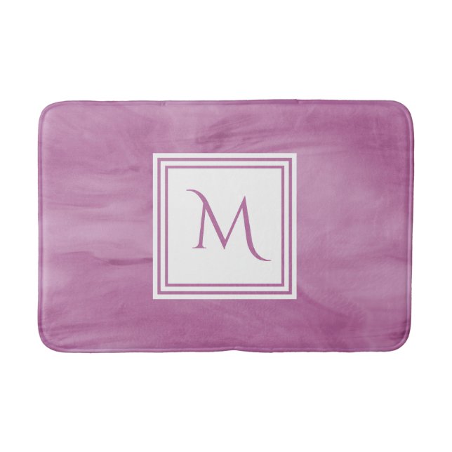 Enkelt lätt Lila subtle Marble Modern Monogram Badrumsmatta (Framsidan)