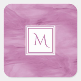 Enkelt lätt Lila subtle Marble Modern Monogram Fyrkantigt Klistermärke