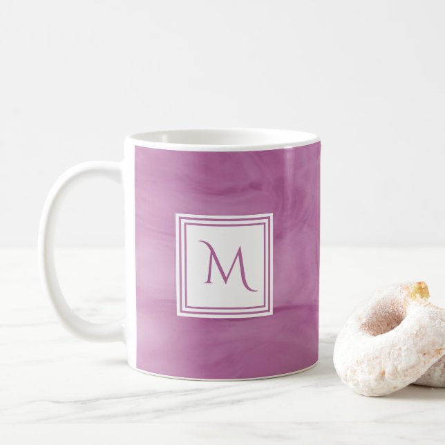 Enkelt lätt Lila subtle Marble Modern Monogram Kaffemugg (Med munk)