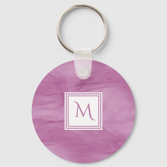 Enkelt lätt Lila subtle Marble Modern Monogram Nyckelring (Framsida)