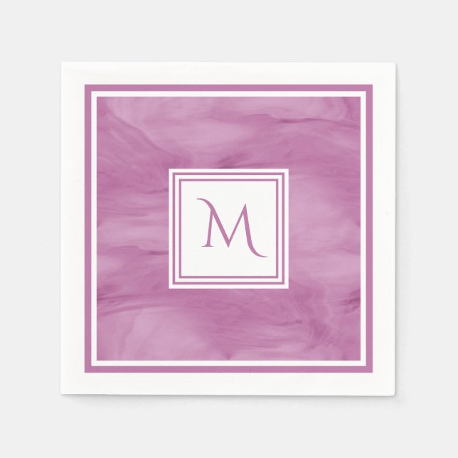 Enkelt lätt Lila subtle Marble Modern Monogram Pappersservett (Framsidan)