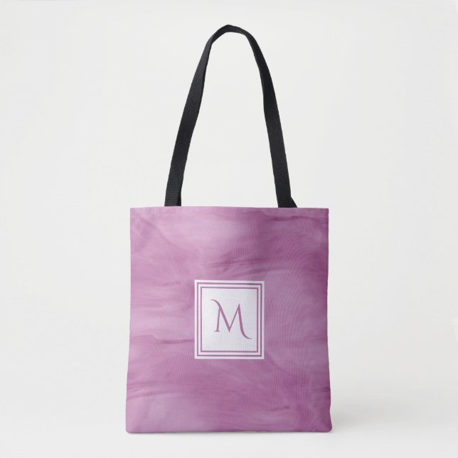 Enkelt lätt Lila subtle Marble Modern Monogram Tygkasse (Framsida)