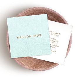 Enkelt, lätt turkos blått, minimalistisk Snyggt Fyrkantigt Visitkort