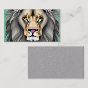 Enkelt Lejon med Pastel Long Soft Päls Triptych Visitkort