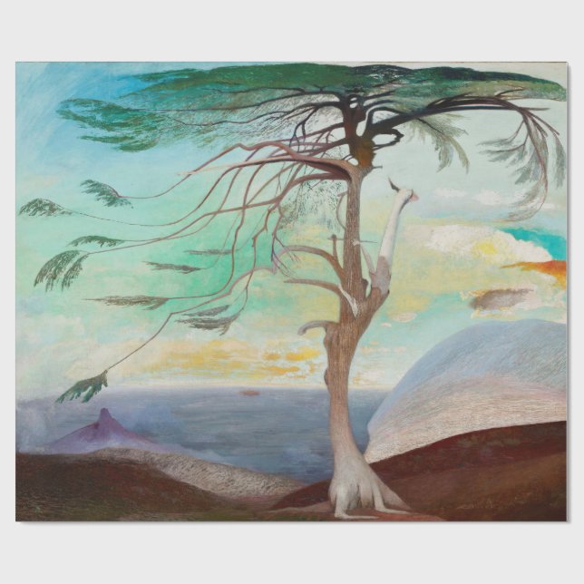 Enkelt liggande Träd-kantfärg Presentpapper (Platt)