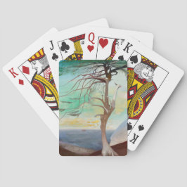 Enkelt liggande Träd-kantfärg Spel Kort