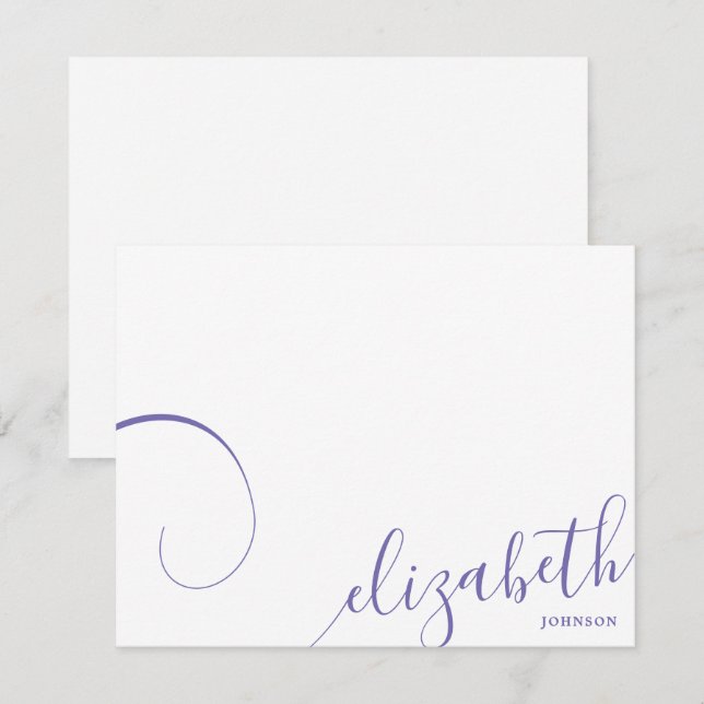 Enkelt Lilac Romantic Calligraphy Anteckningskort (Fram/baksida)