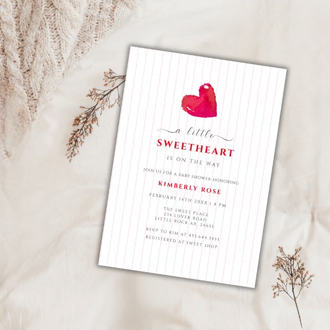 Enkelt lilla lilla lilla lilla Rand-babyskor Inbjudningar (Simple Little Sweetheart Stripe Baby Shower Invitation)