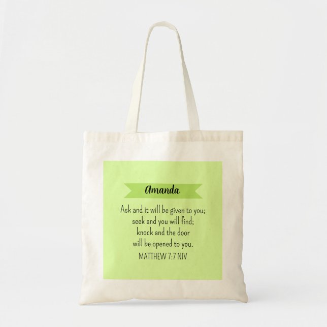 Enkelt Lime Green Be Gud Bible Verse Christian Tygkasse (Framsidan)