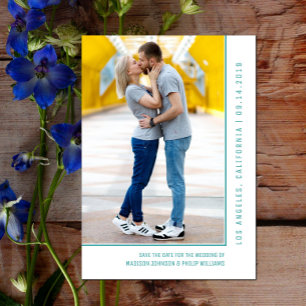 Enkelt linjefoto Spara datum Teal Datumet