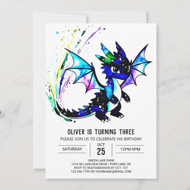 Enkelt Little Dragon Digital Boy Birthday Inbjudningar (Framsida)